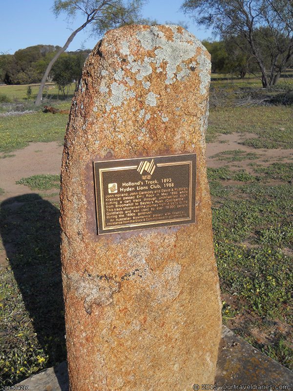 Holland Track plaque at Emu Rocks