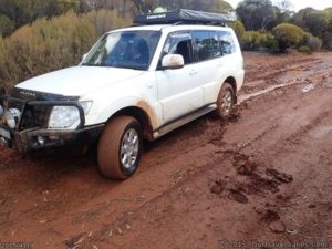 The tyres got clogged up with mud becoming baldies