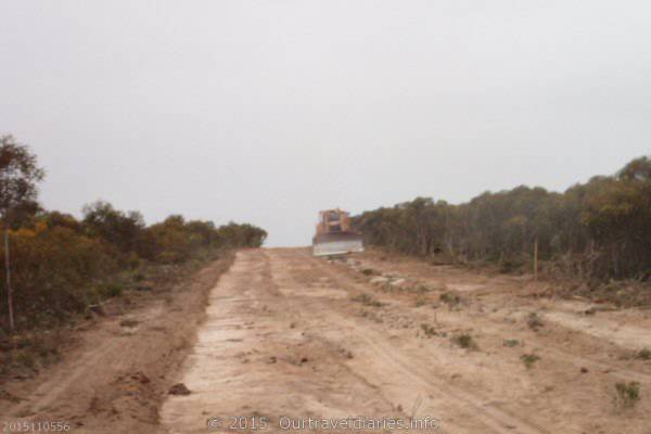 The final stage of Coujinup Track being cleared into a firebreak.