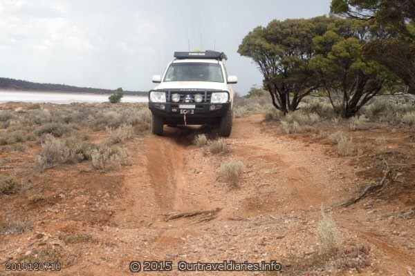 Driving around the edge of Lake Dundas - Norseman