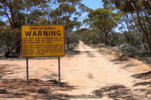 Warning Sign before traveling the old Hyden - Norseman Road