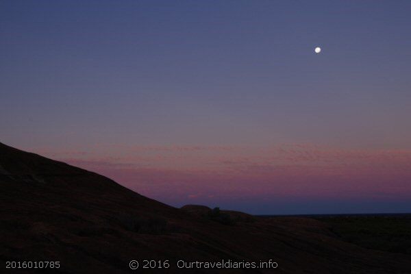Moonrise after sunset, at McDermid Rock