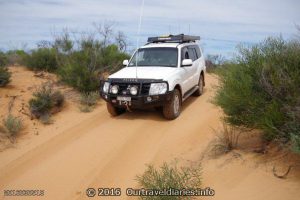 Over the top a an easy sand dune, Googs Track, South Australia