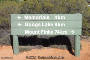Sign post coming into Googs Lake, Googs Track, South Australia.