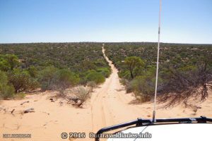 Ahead, another one of the 300 sand dunes to cross, Googs Track South Australia