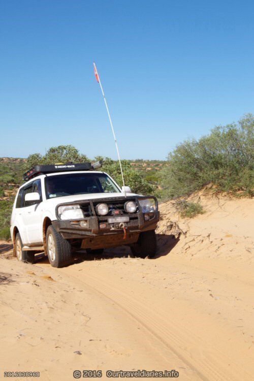 Reaching the top of a sand dune, Googs Track, South Australia