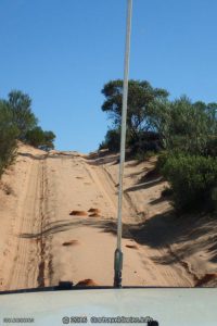 Climbing a sand dune, Googs Track, South Australia