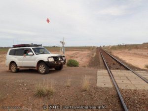 Crossing the Trans Australian Railway near Tarcoola, SA