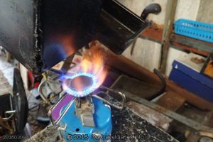 Heating up the sub tray using an old gas cooker