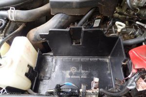 The Modifed Mitsubishi Pajero Battery Sub Tray refitted to the engine bay