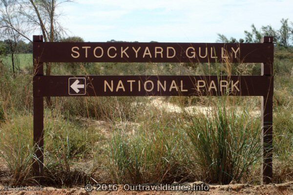Stockyard Gully Nat. Park sign at the end of Cockellshell Road