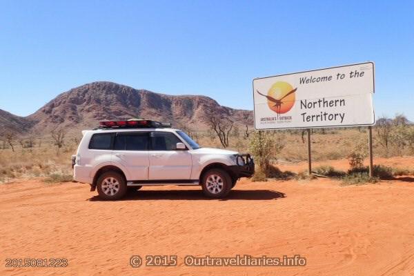 Crossing the WA/NT Border near Docker River NT.