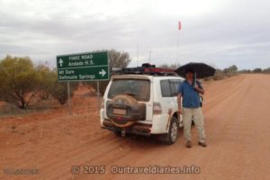 Its actually raining, we are heading to Mt. Dare / Dalhousie Springs in South Australia.