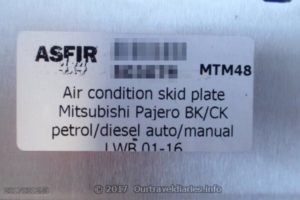 Asfir Rear Air Con Skid Plate Label