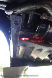 The Asfir skid plate bracket fitted to the Pajero.
