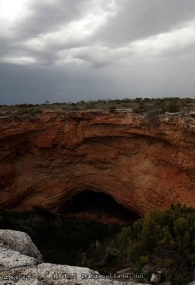 Looking down into Warbla Cave, South Australia