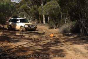 Winching out of the bog - along the Old Hyden Norseman Road, Western Australia