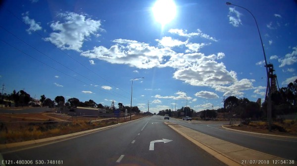 About to turn onto Yarri Road on the Northern outskirts of Kalgoorlie.